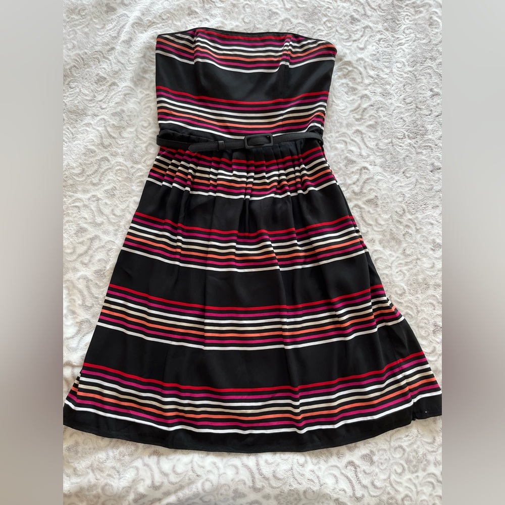 White House Black Market stripped strapless dress